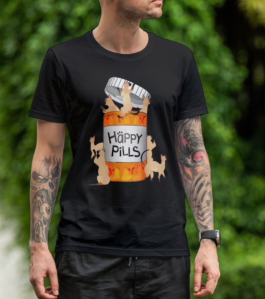 Siamese Cat Happy Pills Playful Kittens Prescription T-Shirt