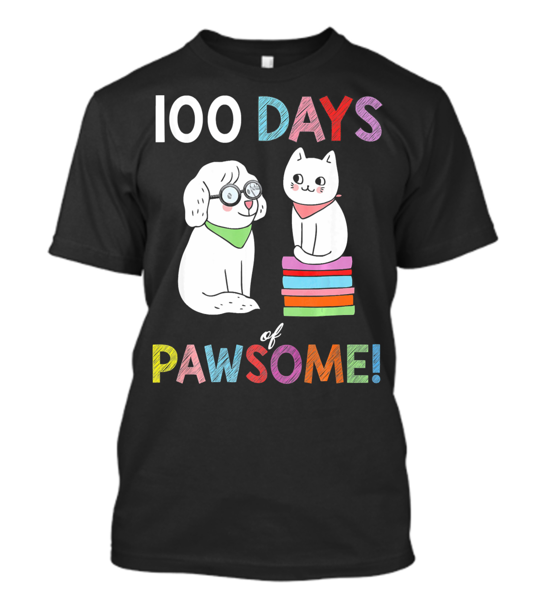 100 Days Of Pawsome Cute Cat Dog T-Shirt