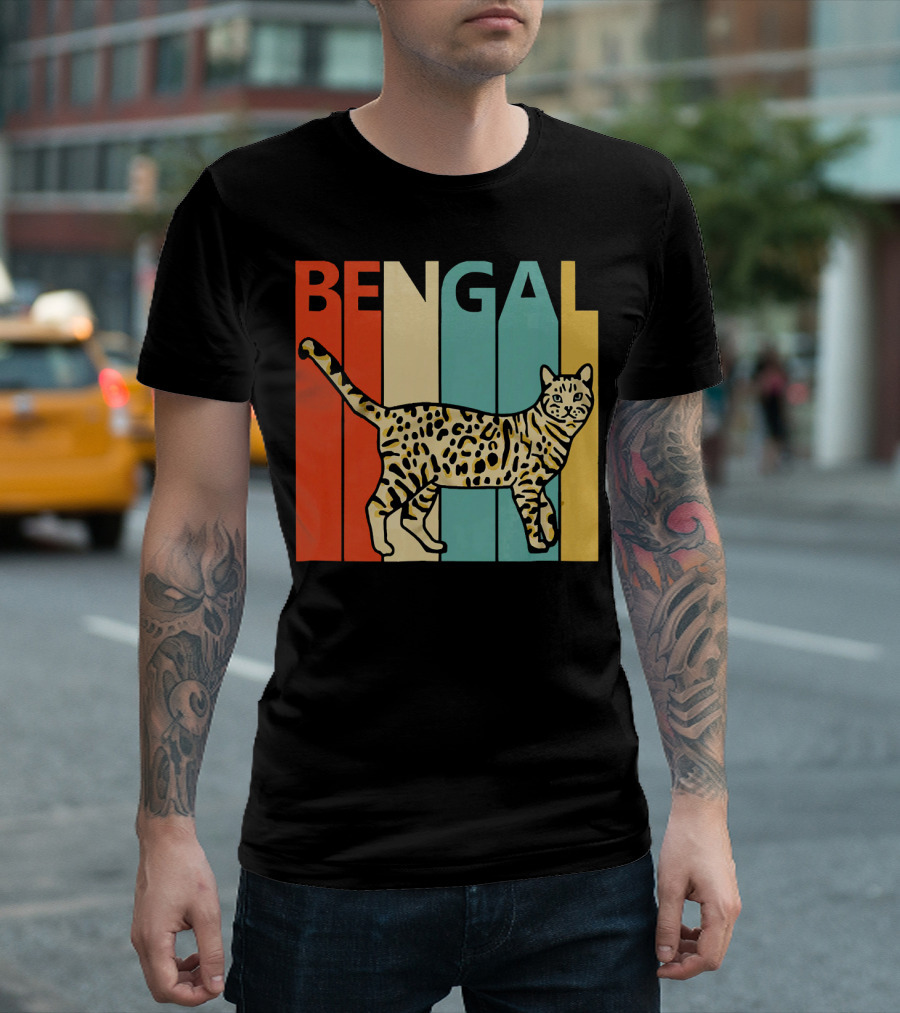 Bengal Cat Retro Vintage Stripes T-Shirt