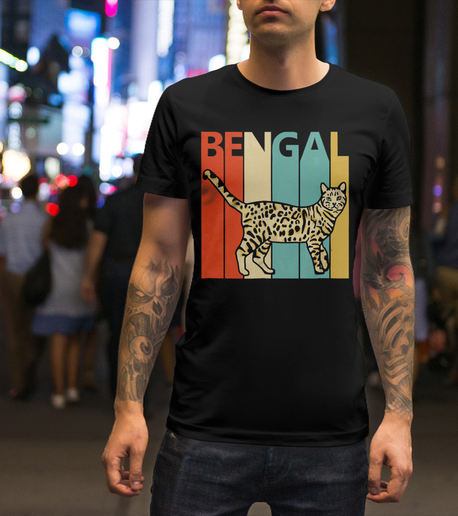Bengal Cat Retro Vintage Stripes T-Shirt
