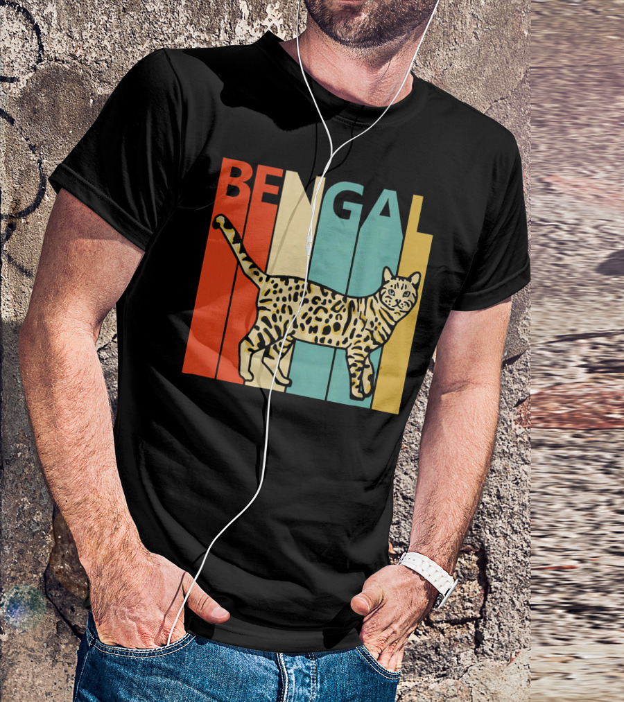 Bengal Cat Retro Vintage Stripes T-Shirt