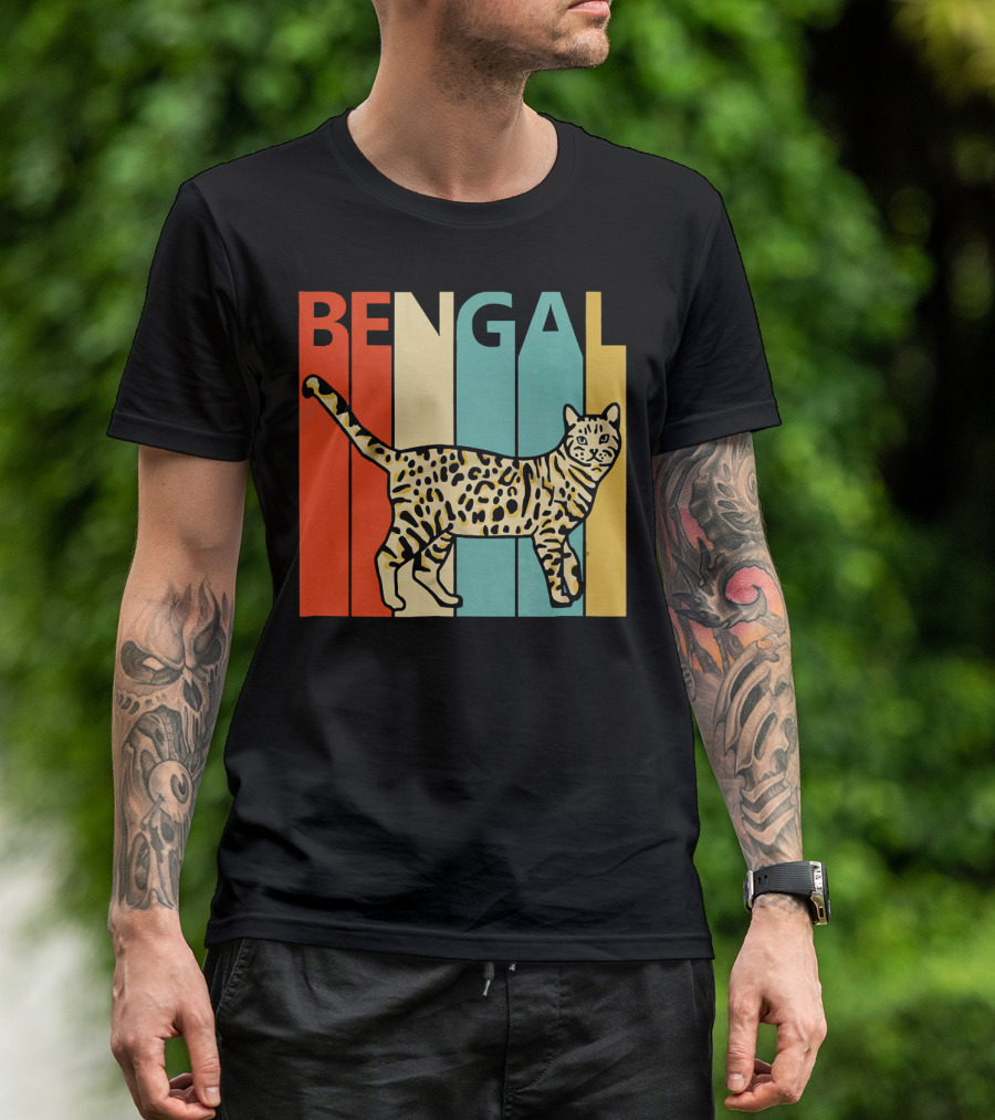 Bengal Cat Retro Vintage Stripes T-Shirt