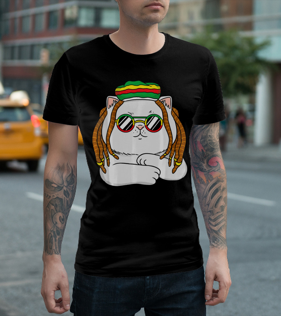 Rasta Cat Kitten Reggae Rastafari Funny T-Shirt