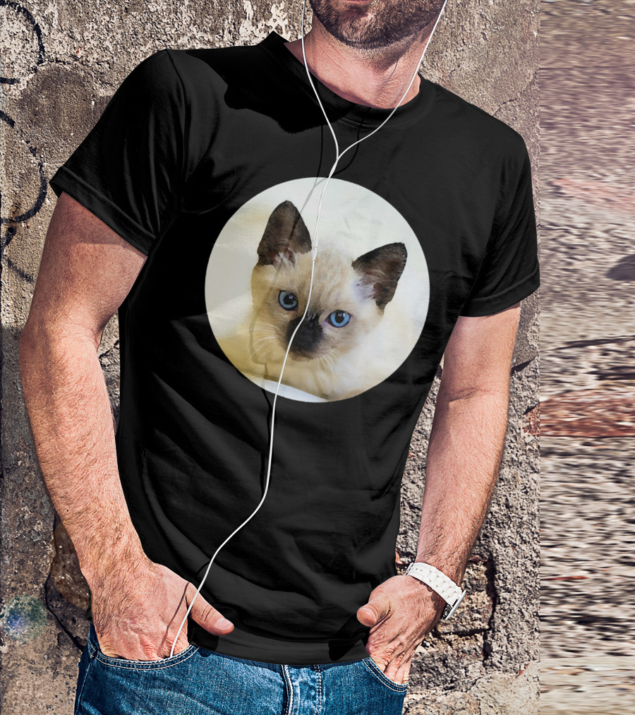 Cute Siamese Kitten Lover Cat With Blue Eyes T-Shirt