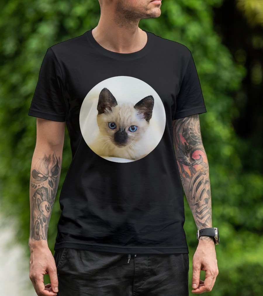 Cute Siamese Kitten Lover Cat With Blue Eyes T-Shirt