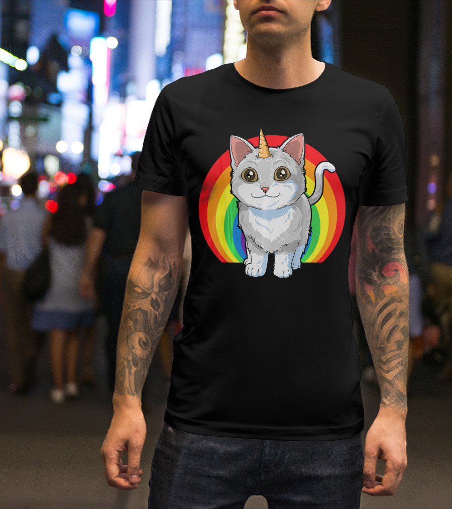 Cat Unicorn Horn Rainbow Kitten Unicorn T-Shirt