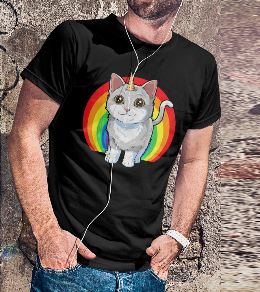 Cat Unicorn Horn Rainbow Kitten Unicorn T-Shirt