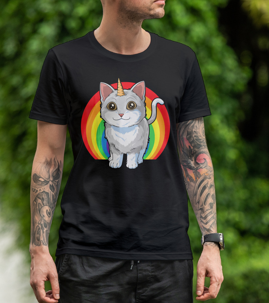 Cat Unicorn Horn Rainbow Kitten Unicorn T-Shirt