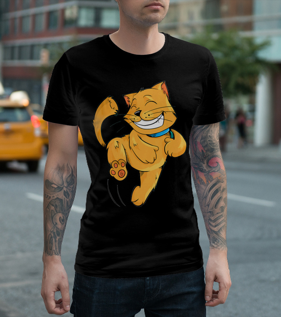 CAT Happy Kitten Dancing Joyfully In Cartoon T-Shirt