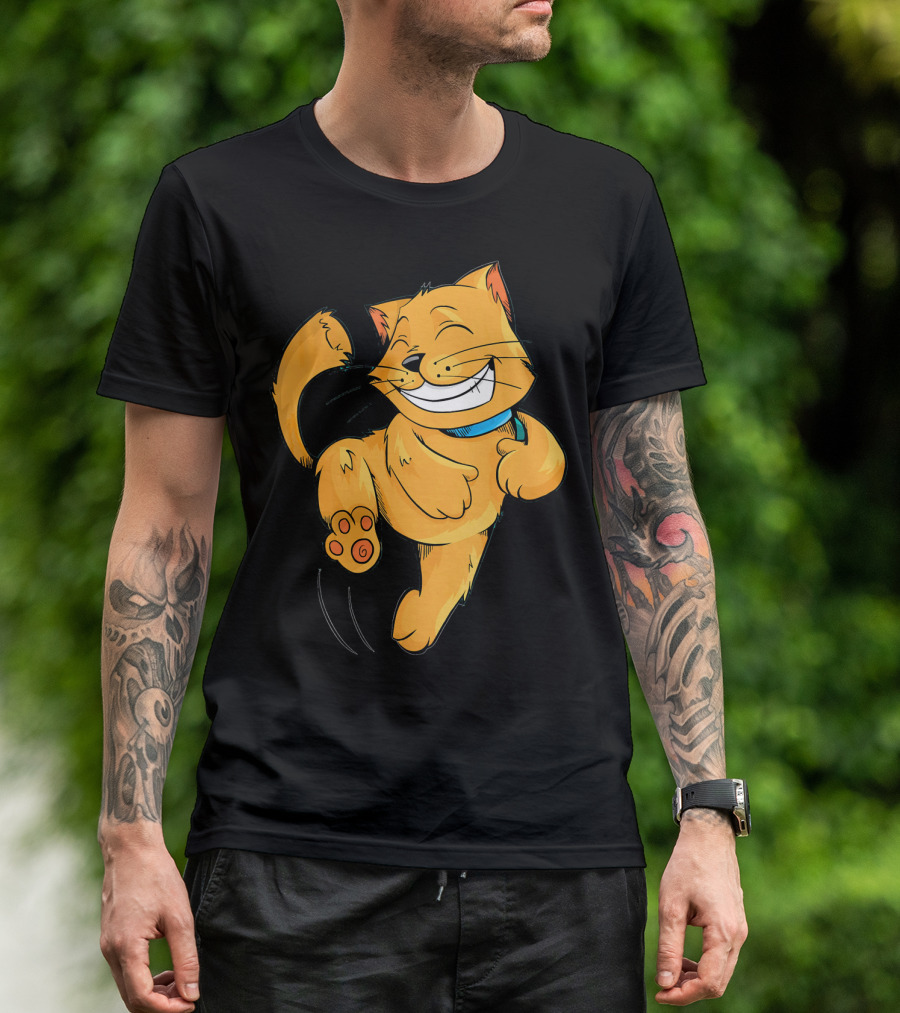CAT Happy Kitten Dancing Joyfully In Cartoon T-Shirt
