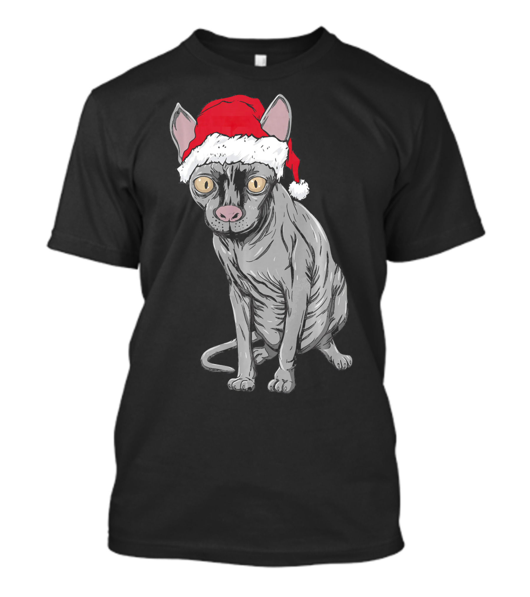 Sphynx Cat In Santa Hat Xmas Holiday Meme T-Shirt