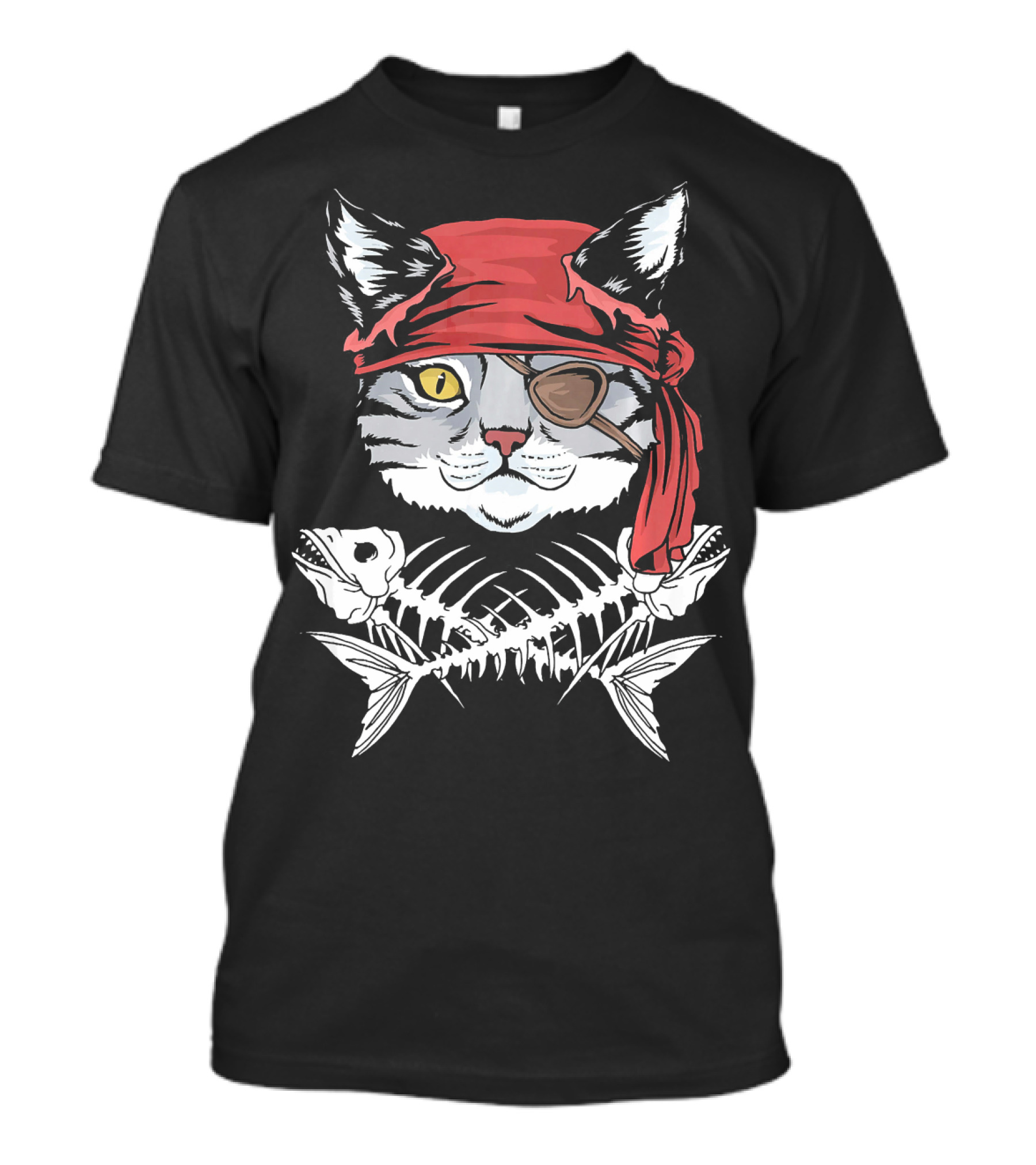 Cat Pirate Funny Cat Pirate Skull Crossbones T-Shirt