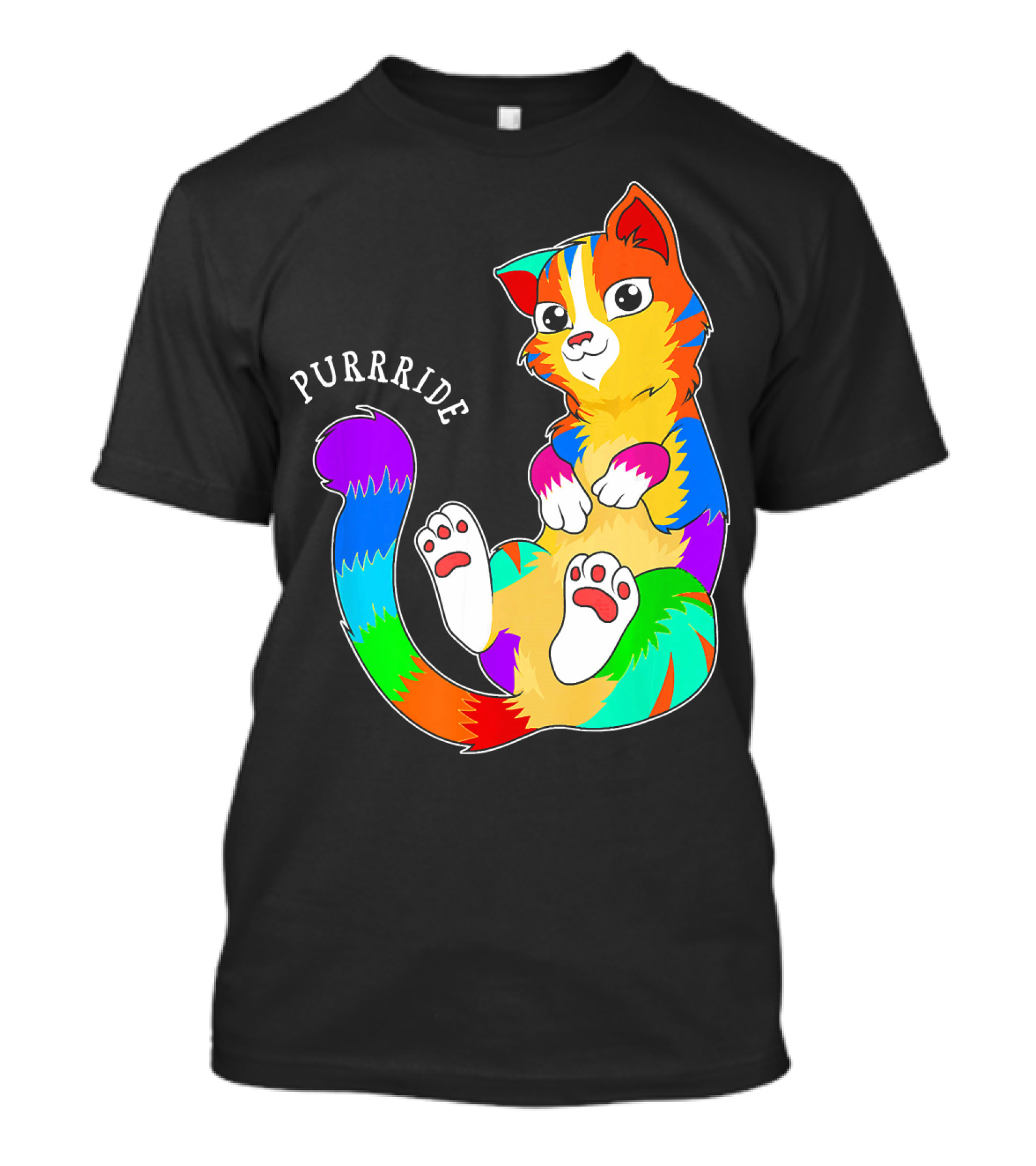 Purride Gay Pride Cat Rainbow Colors Lesbian T-Shirt