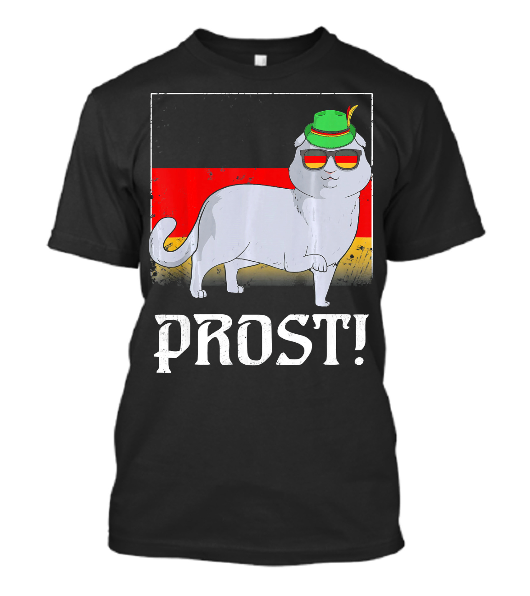 Scottish Fold Cat With German Hat And Glasses Oktoberfest Prost T-Shirt