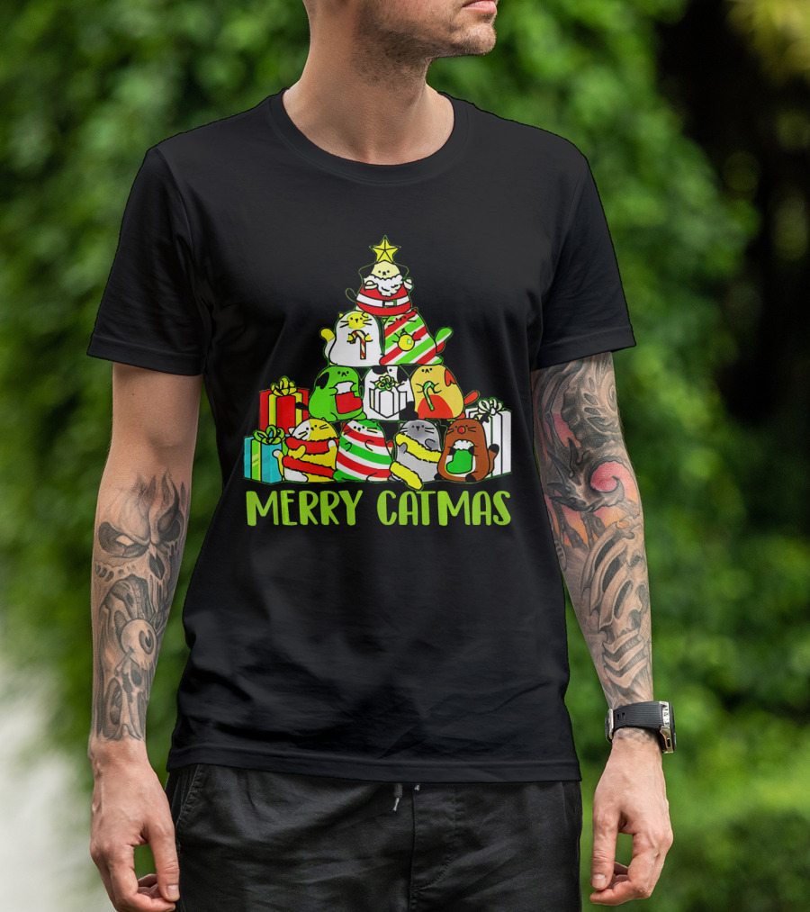 Merry Catmas Christmas Tree Cats And Gifts T-Shirt