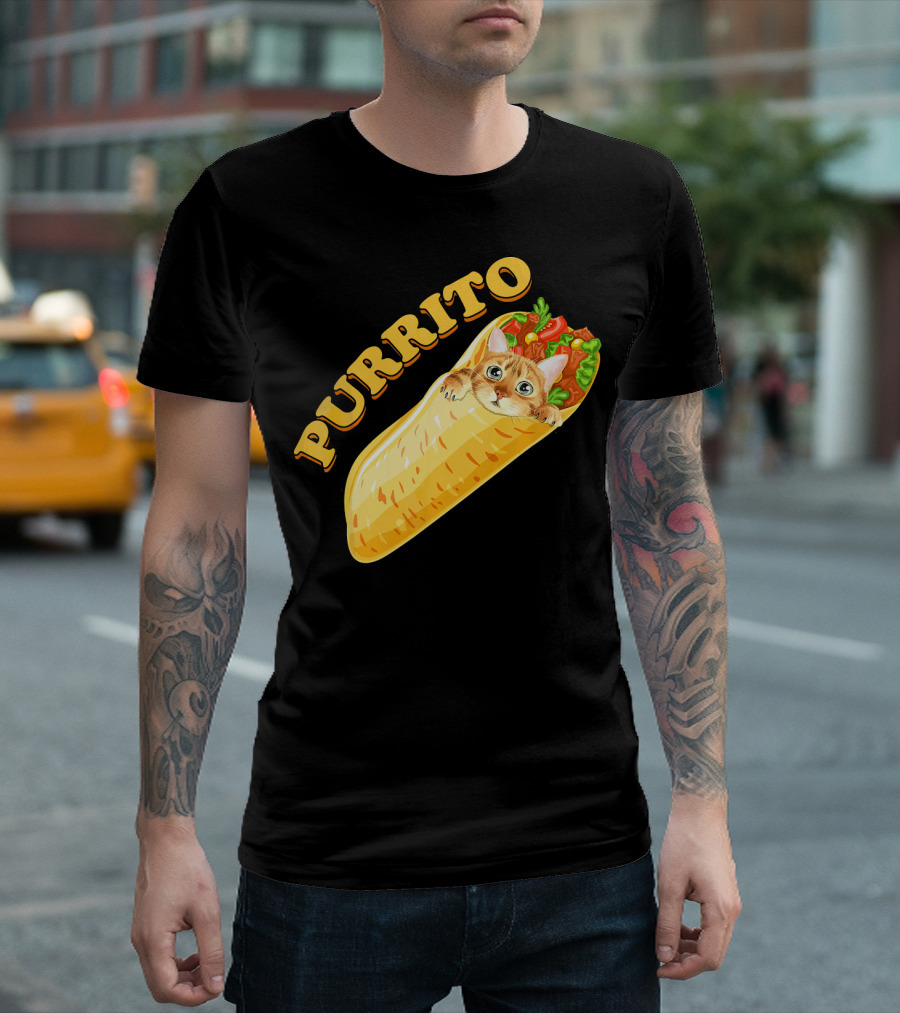 Purrito Cat Burrito Funny Mexican Theme With Cute Cat Inside Burrito T-Shirt