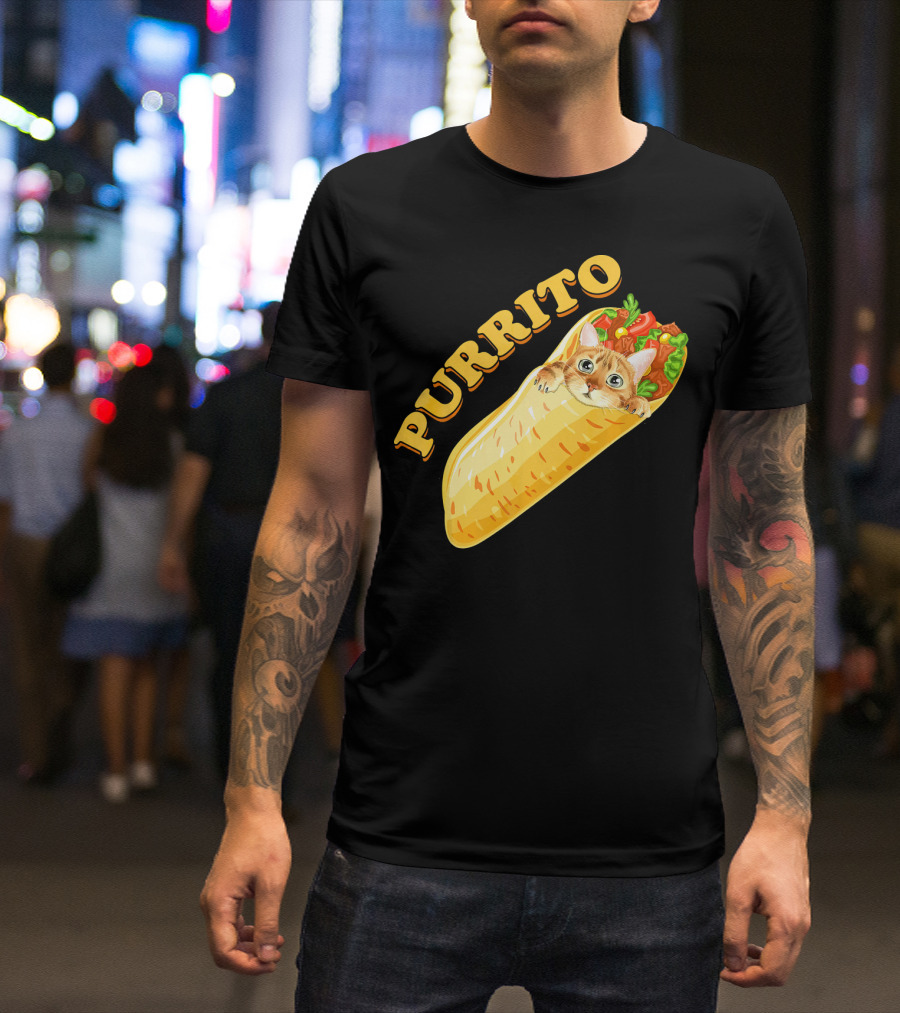 Purrito Cat Burrito Funny Mexican Theme With Cute Cat Inside Burrito T-Shirt