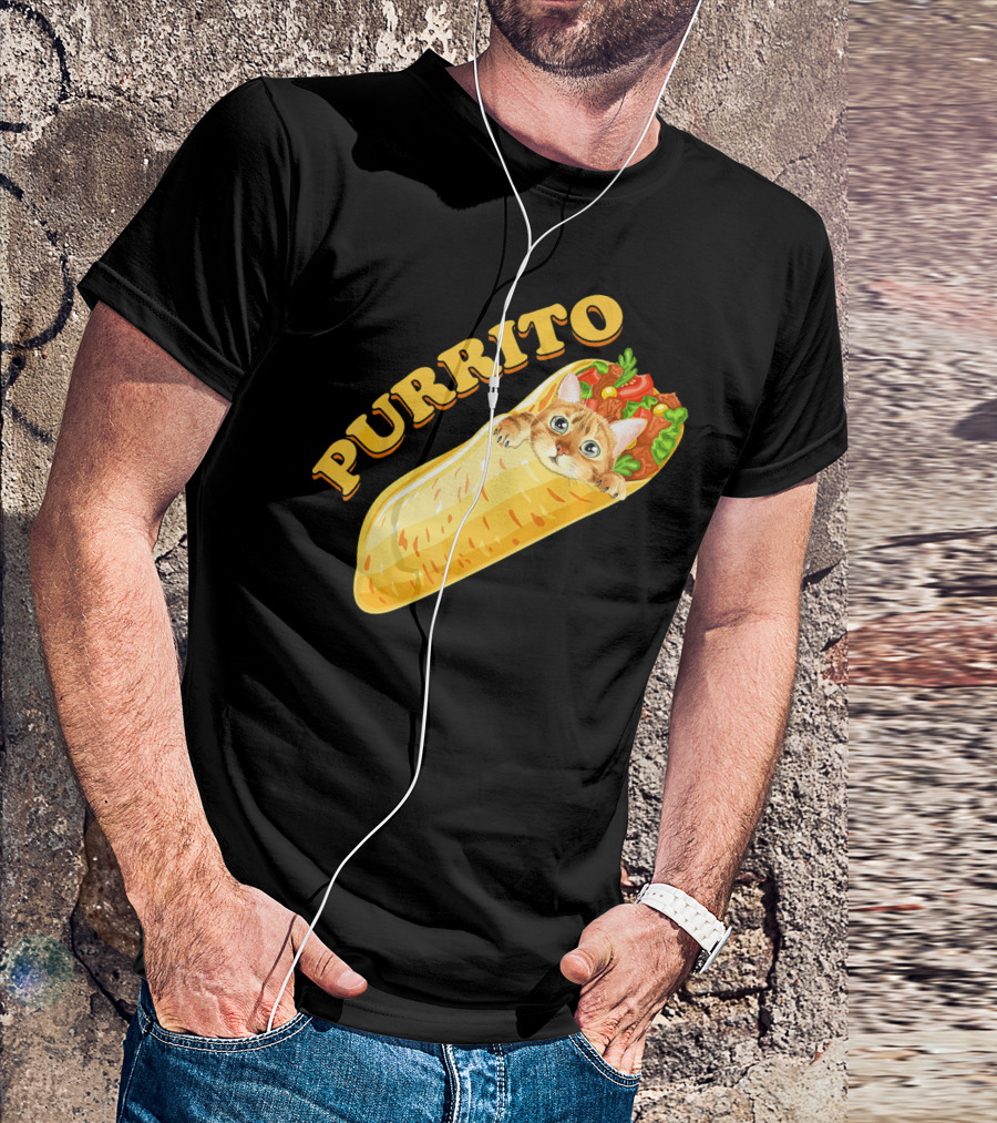 Purrito Cat Burrito Funny Mexican Theme With Cute Cat Inside Burrito T-Shirt