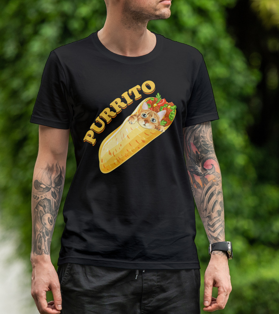 Purrito Cat Burrito Funny Mexican Theme With Cute Cat Inside Burrito T-Shirt