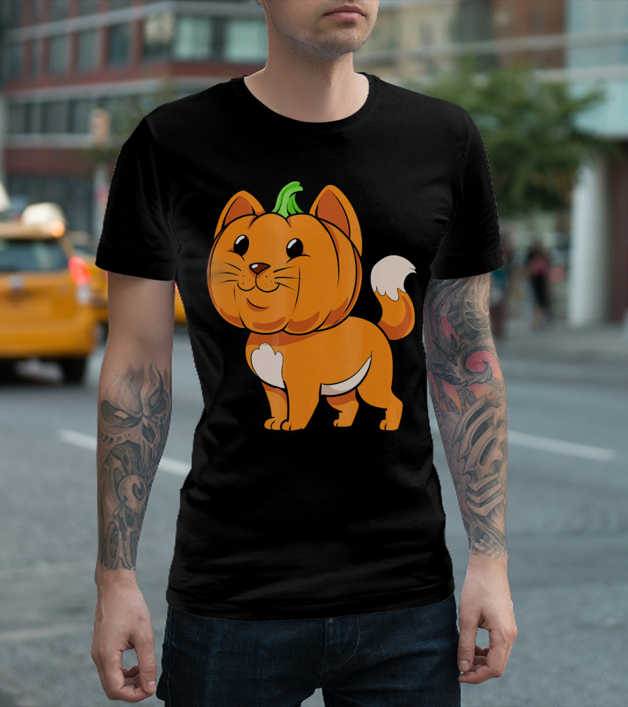 Halloween Cat Cute Kitten Pumpkin T-Shirt