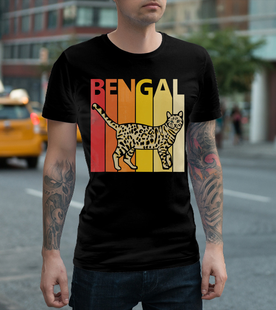 Retro Bengal Cat Vintage Stripes T-Shirt