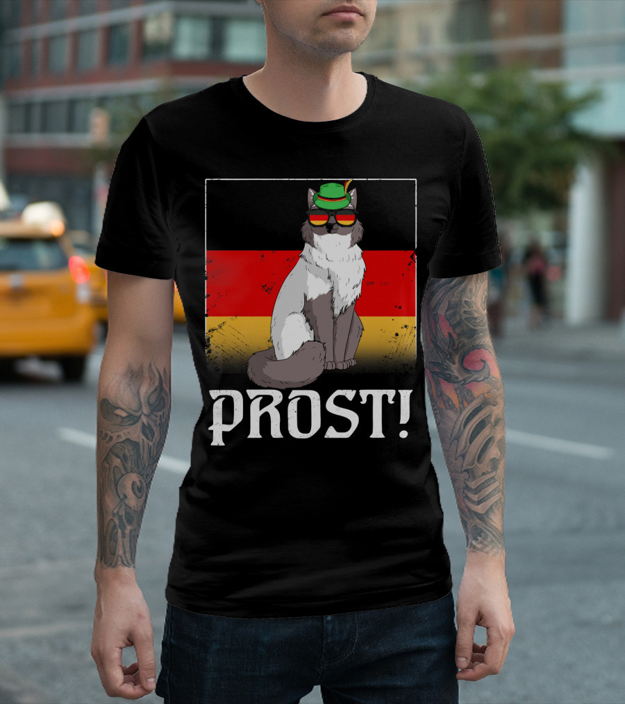 Himalayan Cat Prost Oktoberfest Germany Beer Hat Glasses T-Shirt