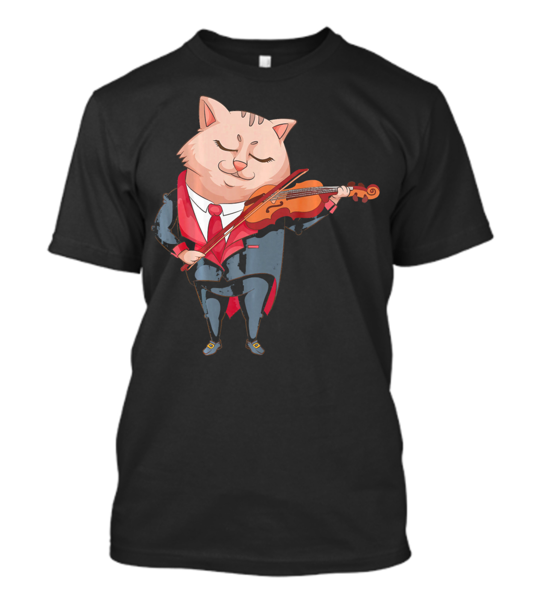 Cool Cat Playing Violin Funny Kitten Ensemble In Suit T-Shirt