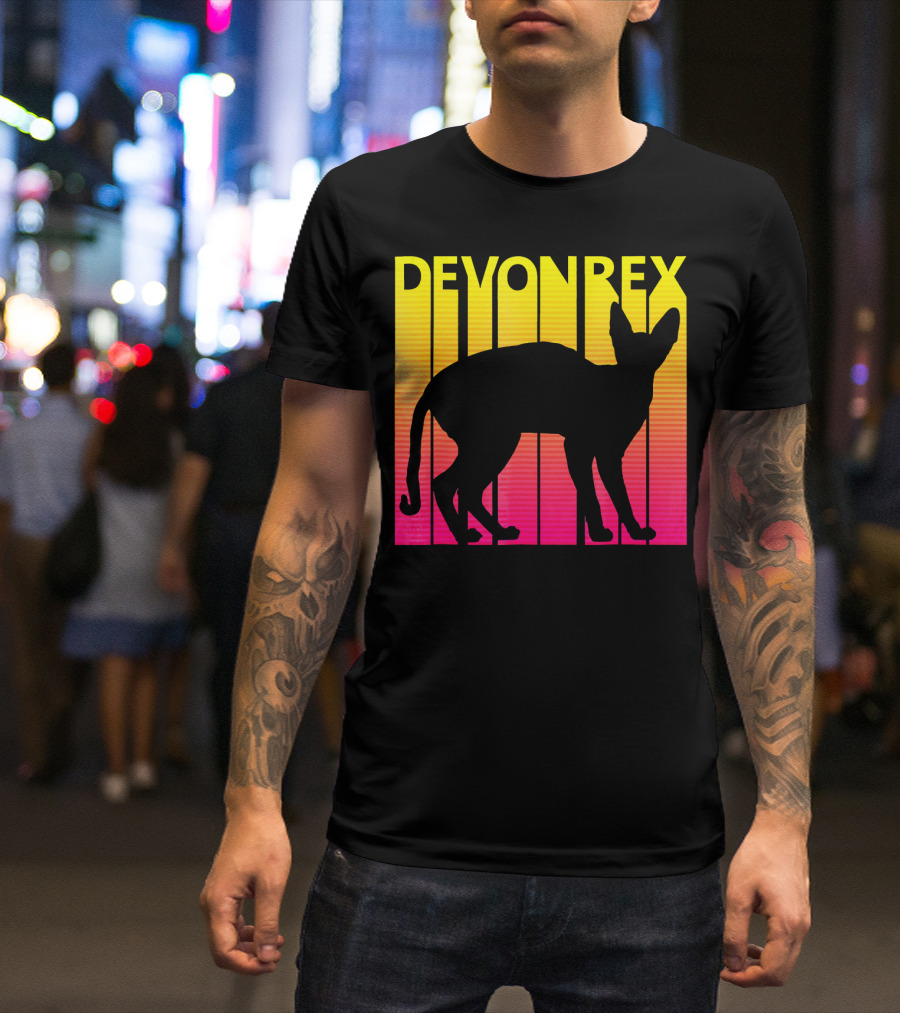 Devon Rex Cat Retro T-Shirt