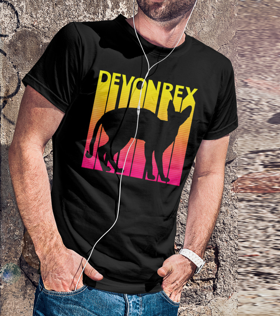 Devon Rex Cat Retro T-Shirt