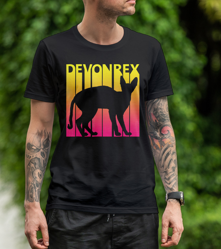 Devon Rex Cat Retro T-Shirt