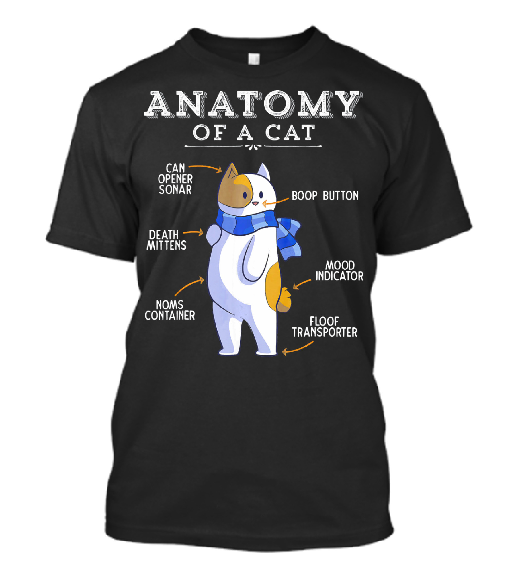 Anatomy Of A Cat Can Opener Sonar Boop Button Death Mittens Mood Indicator Noms Container Floof Transporter T-Shirt