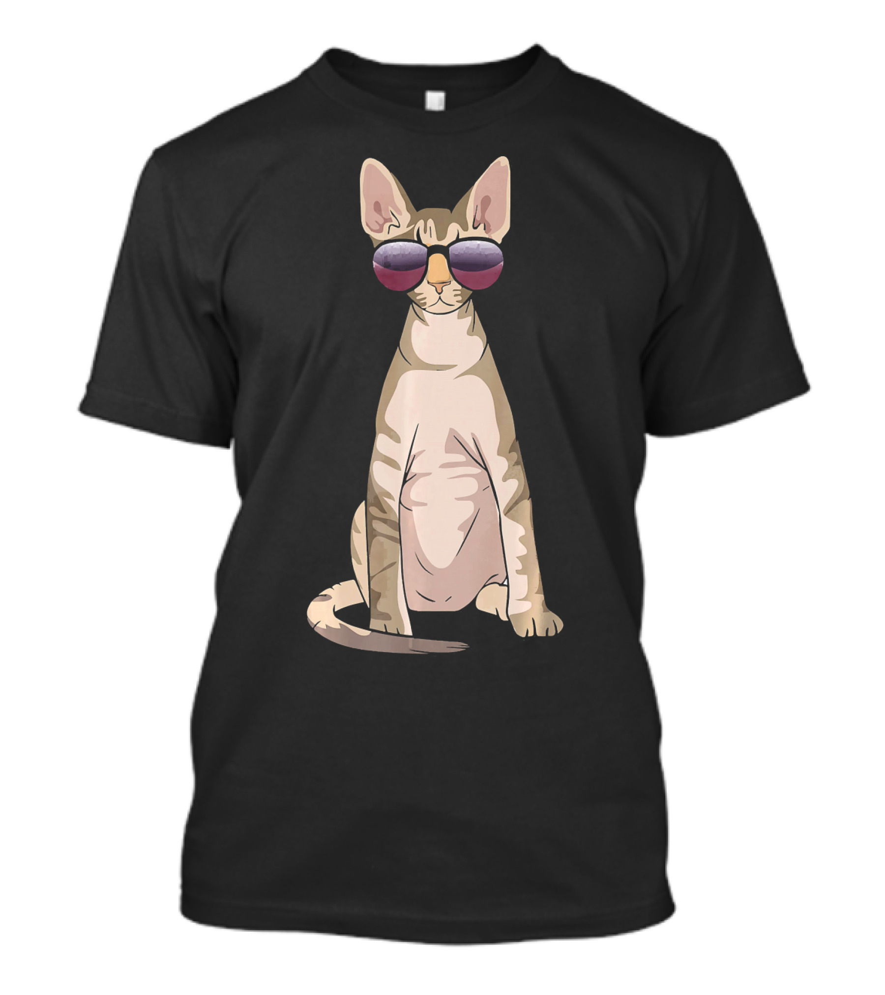 Devon Rex Cat Lover Sunglasses T-Shirt