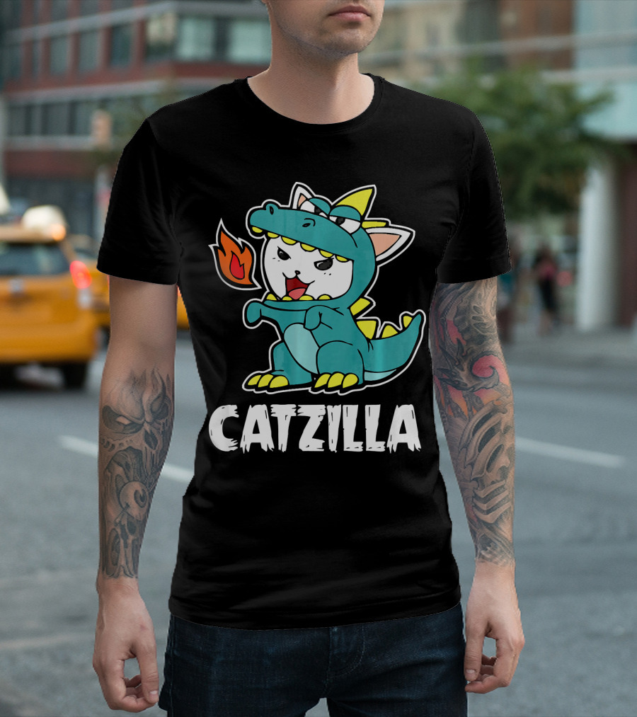 Catzilla Halloween Costume Dragon Monster With Fire T-Shirt