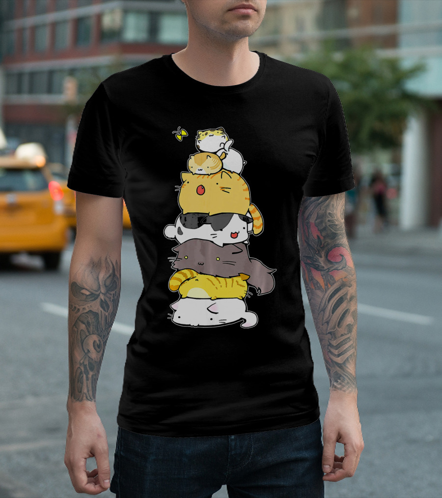 Cat Mountain Stacked Kittens Funny T-Shirt
