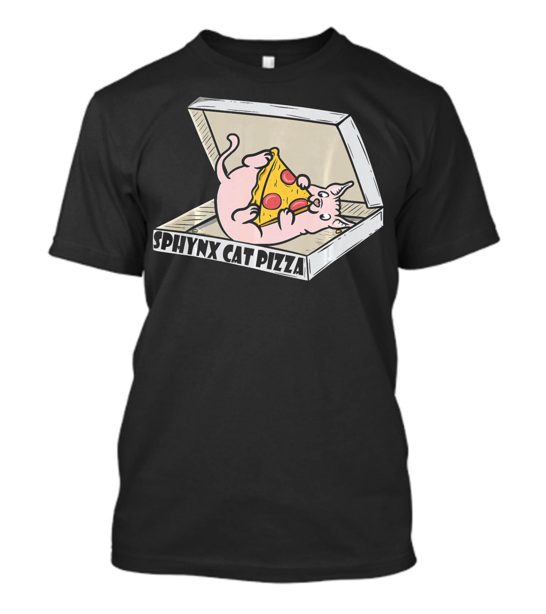 Sphynx Cat Pizza Box Humor Pizza Lover Pet T-Shirt