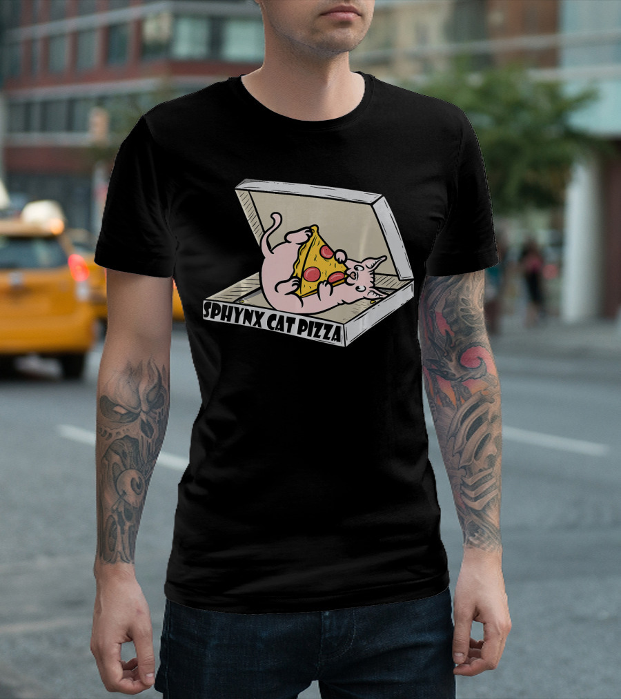 Sphynx Cat Pizza Box Humor Pizza Lover Pet T-Shirt