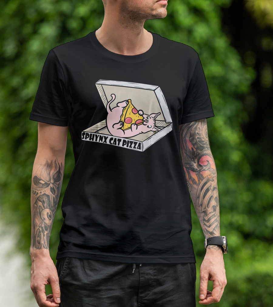 Sphynx Cat Pizza Box Humor Pizza Lover Pet T-Shirt