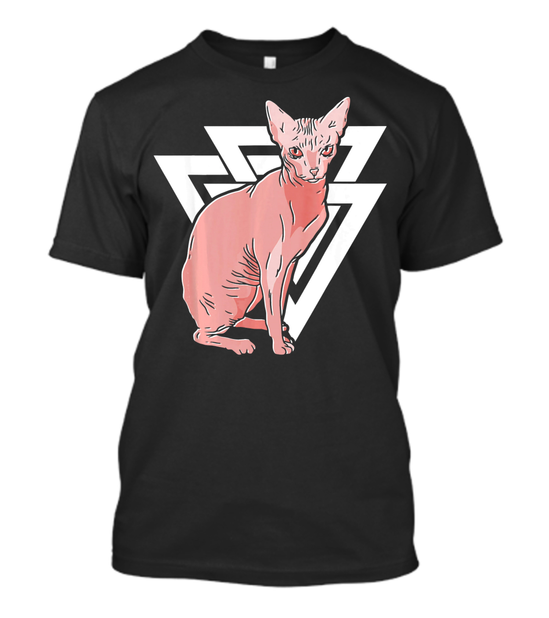 Vintage Geometric Sphynx Cat Triangular T-Shirt