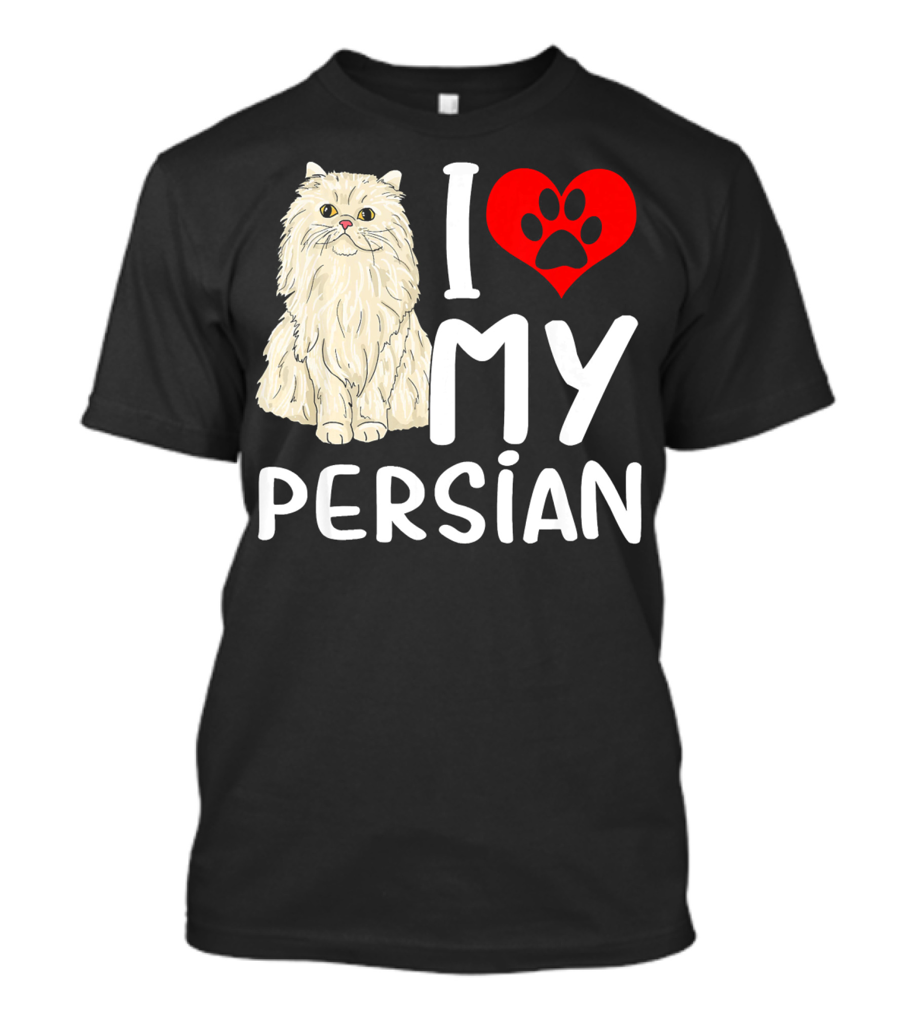 I Heart My Persian Cat With Paw Print Love T-Shirt