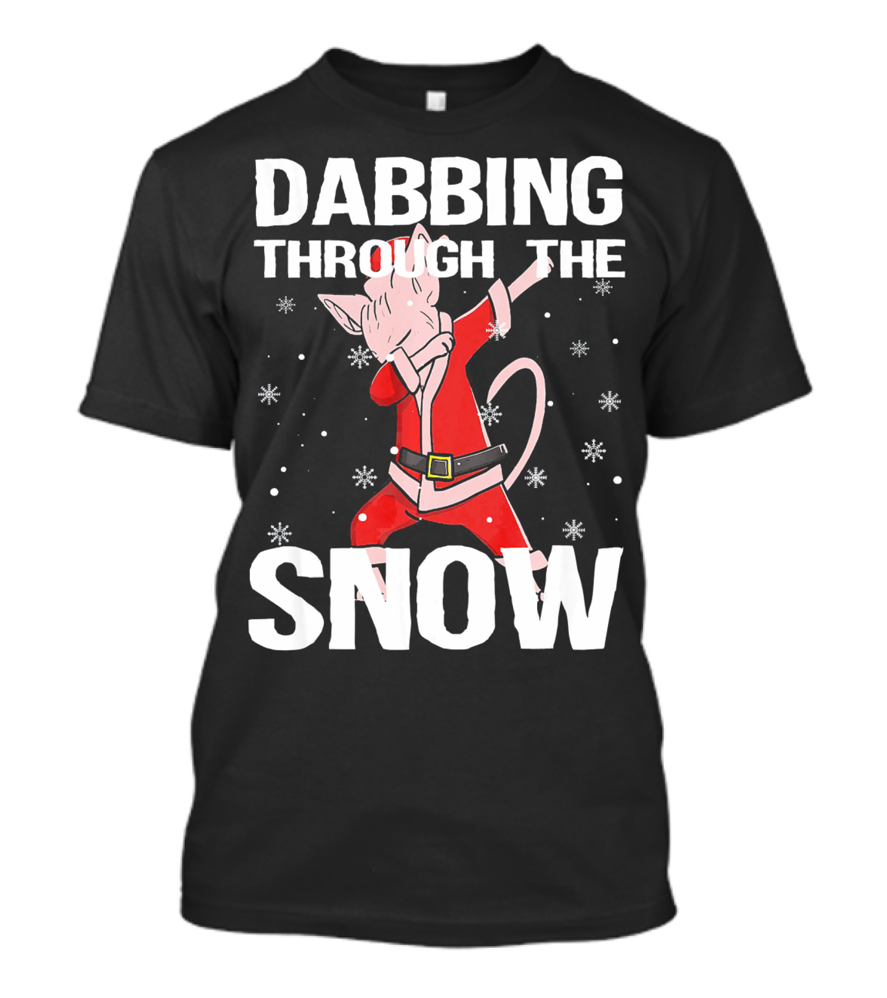 Dabbing Through The Snow Sphynx Cat Santa Claus T-Shirt