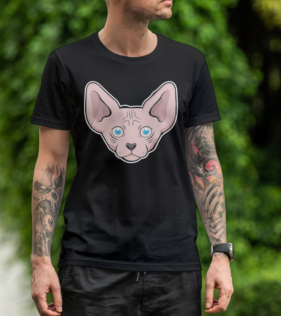 Sphynx Kitten Face With Blue Eyes T-Shirt
