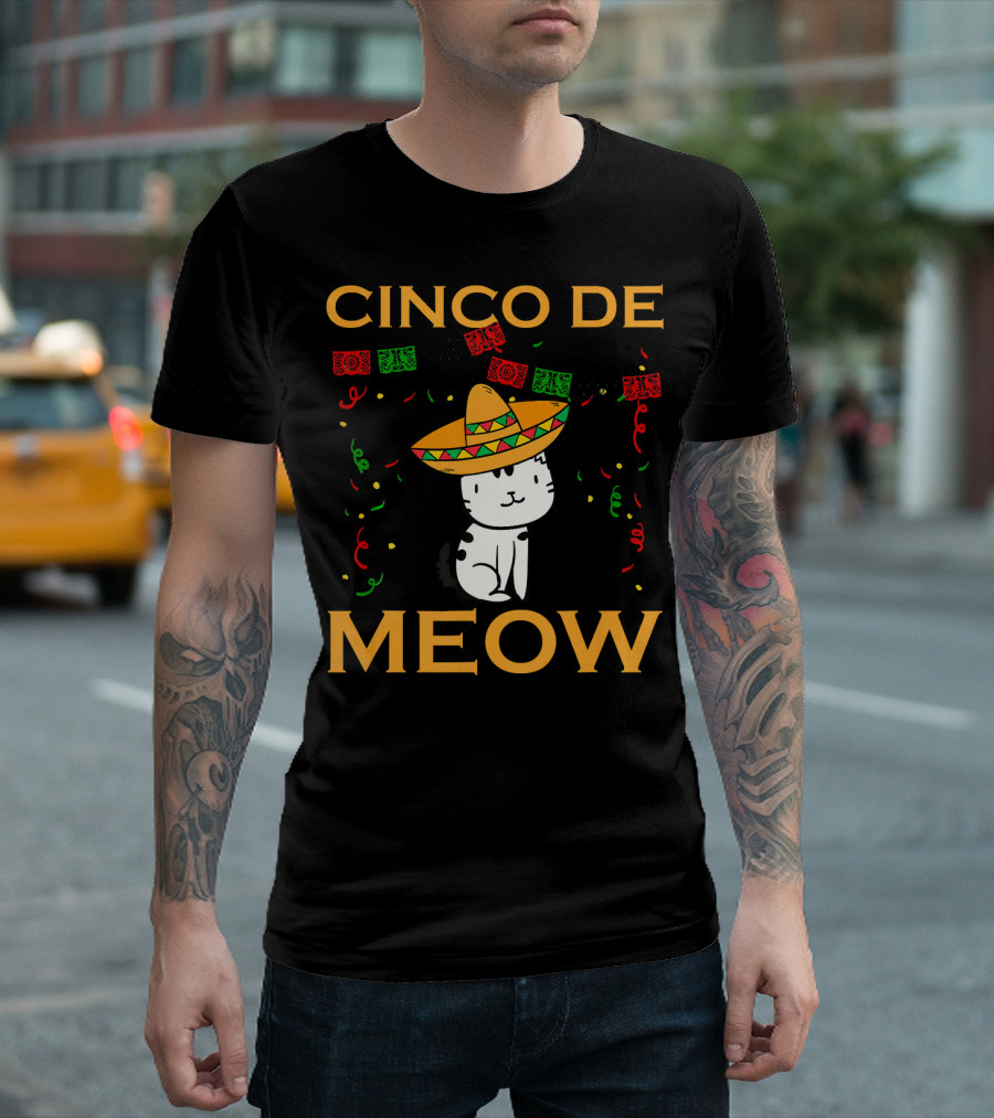 CINCO DE MEOW Sombrero Celebration Cute Mex Kitten Cat Lover T-Shirt