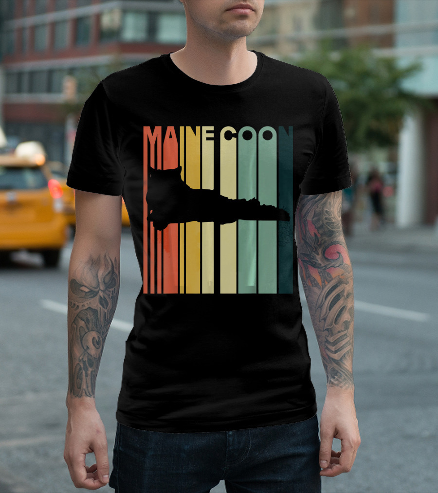 Maine Coon Retro Silhouette Cat Owner Love T-Shirt