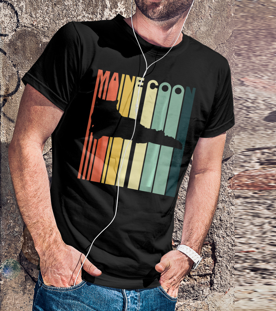 Maine Coon Retro Silhouette Cat Owner Love T-Shirt