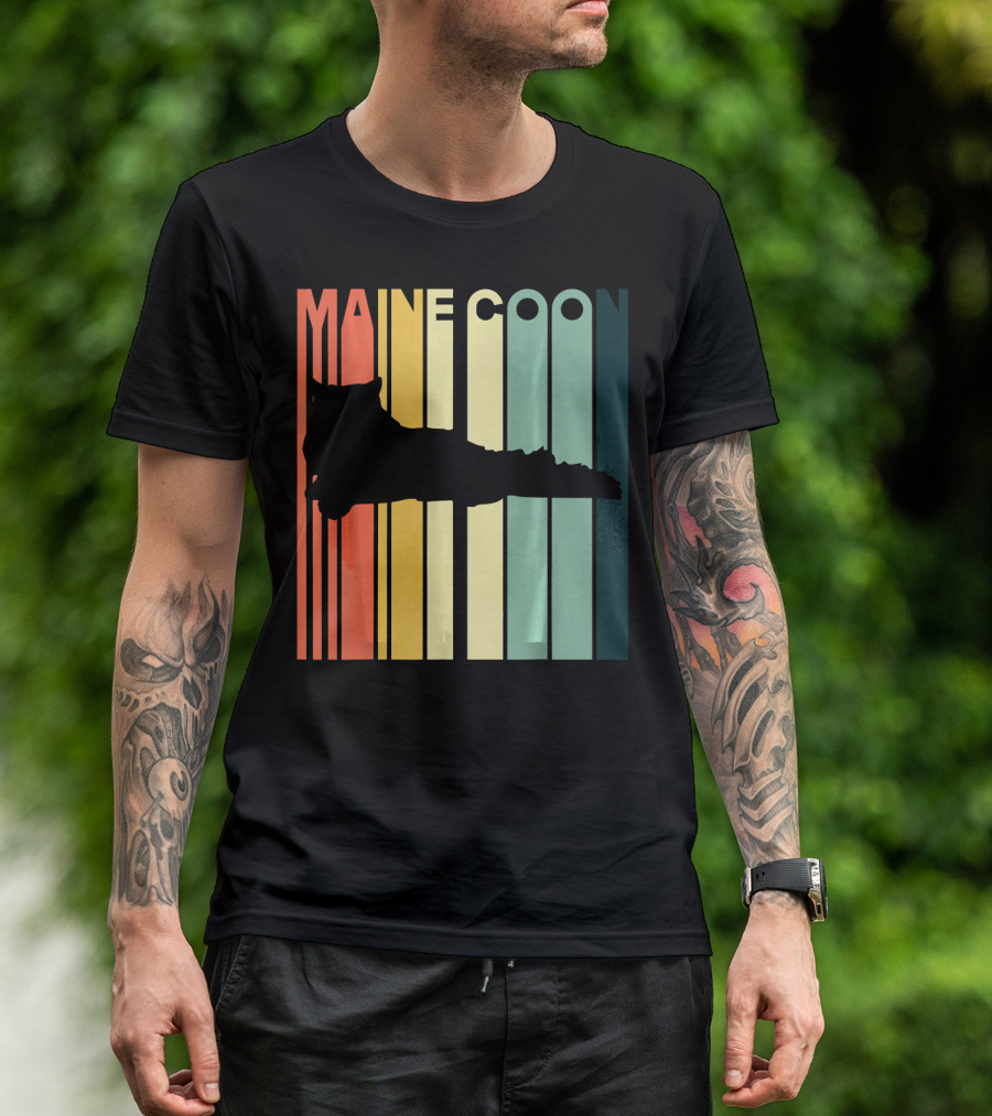 Maine Coon Retro Silhouette Cat Owner Love T-Shirt