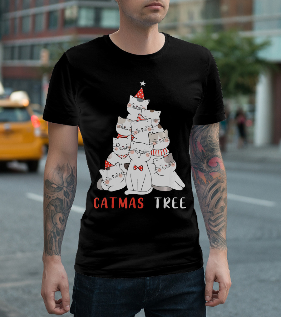 Cute Catmas Tree Christmas Cat Cats Kitt T-Shirt