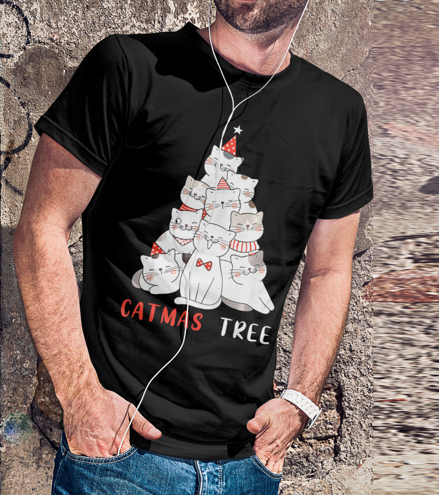 Cute Catmas Tree Christmas Cat Cats Kitt T-Shirt