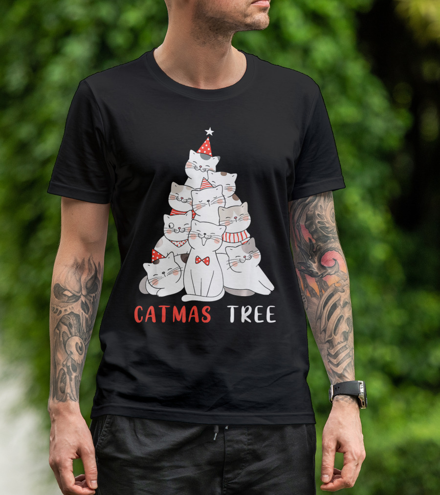 Cute Catmas Tree Christmas Cat Cats Kitt T-Shirt