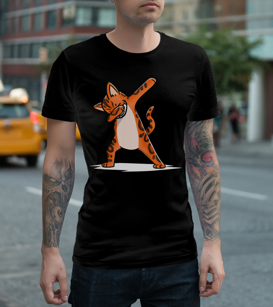 Dabbing Bengal Cat Dab Dance Funny Pet Humorous Kitty Pose T-Shirt