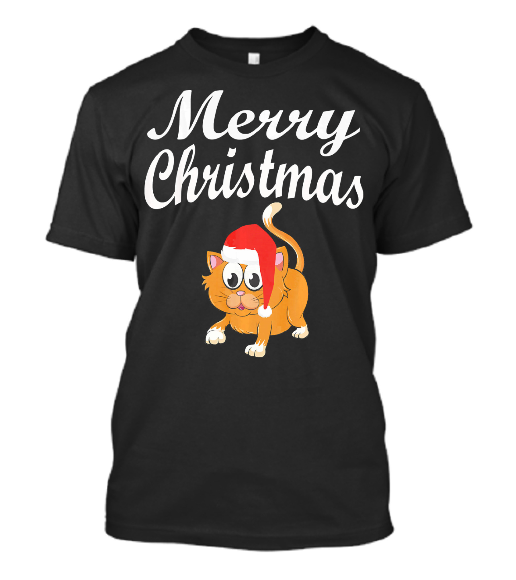 Merry Christmas Santa Hat Cat Kitten T-Shirt